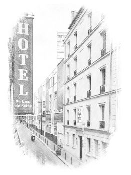 Fotografie ulice pořízená z okna hotelu v Paříži