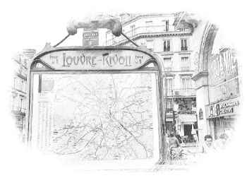 Fotografie stanice metra linky 1, Louvre-Rivoli