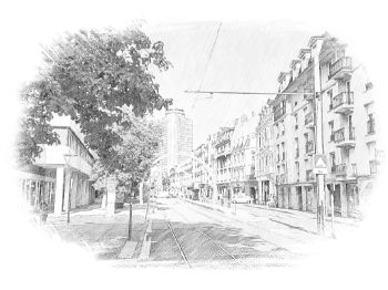 Avenue du Président Kennedy s pohledem na Tour de l'Europe