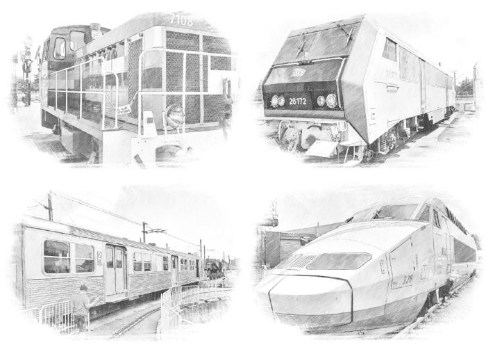 Partie fotografií z venkovní části muzea Cité du Train