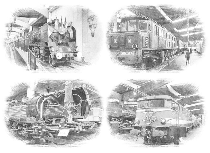Partie fotografií z druhého pavilonu muzea Cité du Train