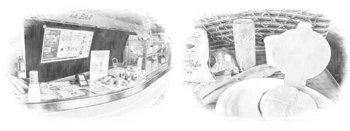 Le Bar v TGV 7605 a zakoupené menu