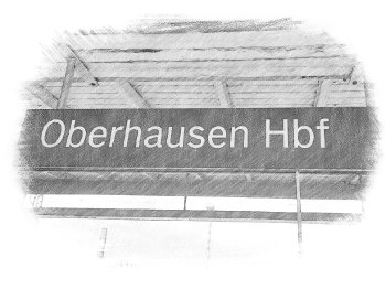 Cedule Oberhausen Hbf na nástupišti
