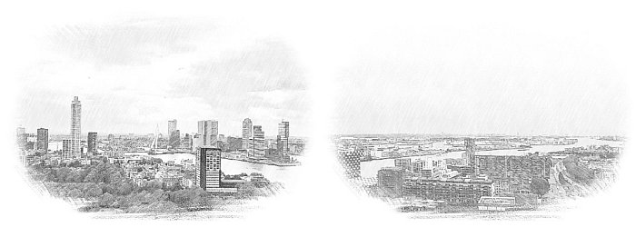 Pohled na město Rotterdam z věže Euromast