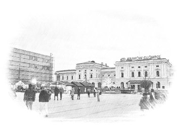 Kraków Główny - Hlavní nádraží - původní již nepoužívaná budova na náměstí Jana Nowaka-Jeziorańskiego